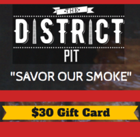 District Pit Delicious BBQ 30 Dollar Gift Card